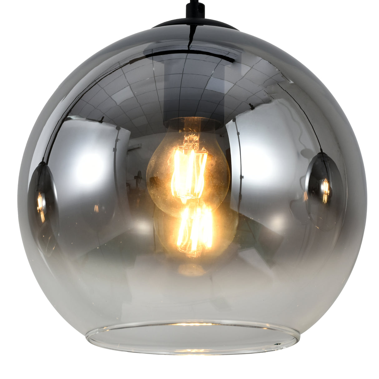 Sort pendellampe med falmet glas – 3 aflang lyskilder | Monari