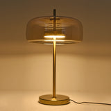 Lune bordlampe - Messing med ravfarvet glas - Integreret lyskilde