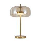 Lune bordlampe - Messing med ravfarvet glas - Integreret lyskilde