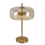 Lune bordlampe - Messing med ravfarvet glas - Integreret lyskilde