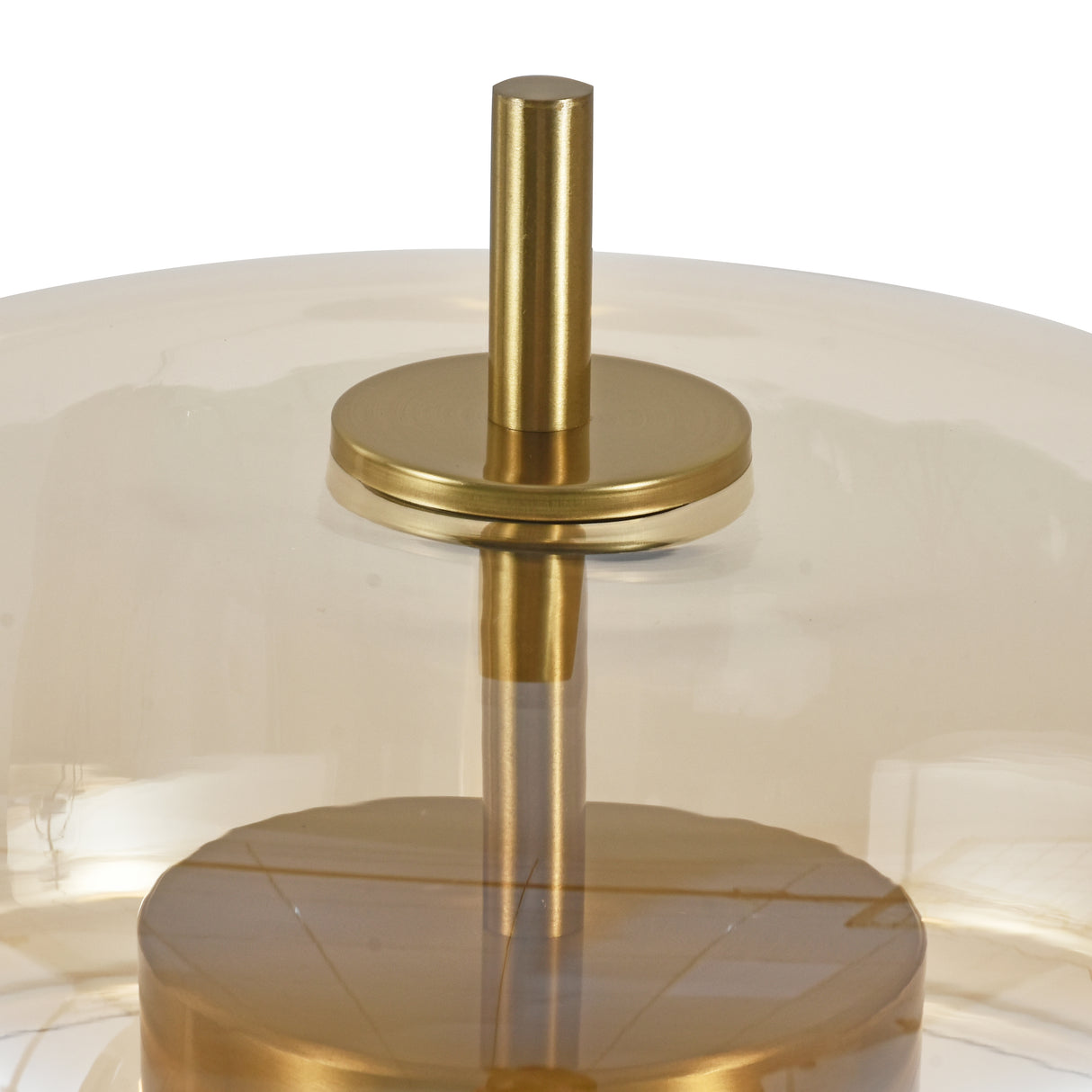 Lune bordlampe - Messing med ravfarvet glas - Integreret lyskilde