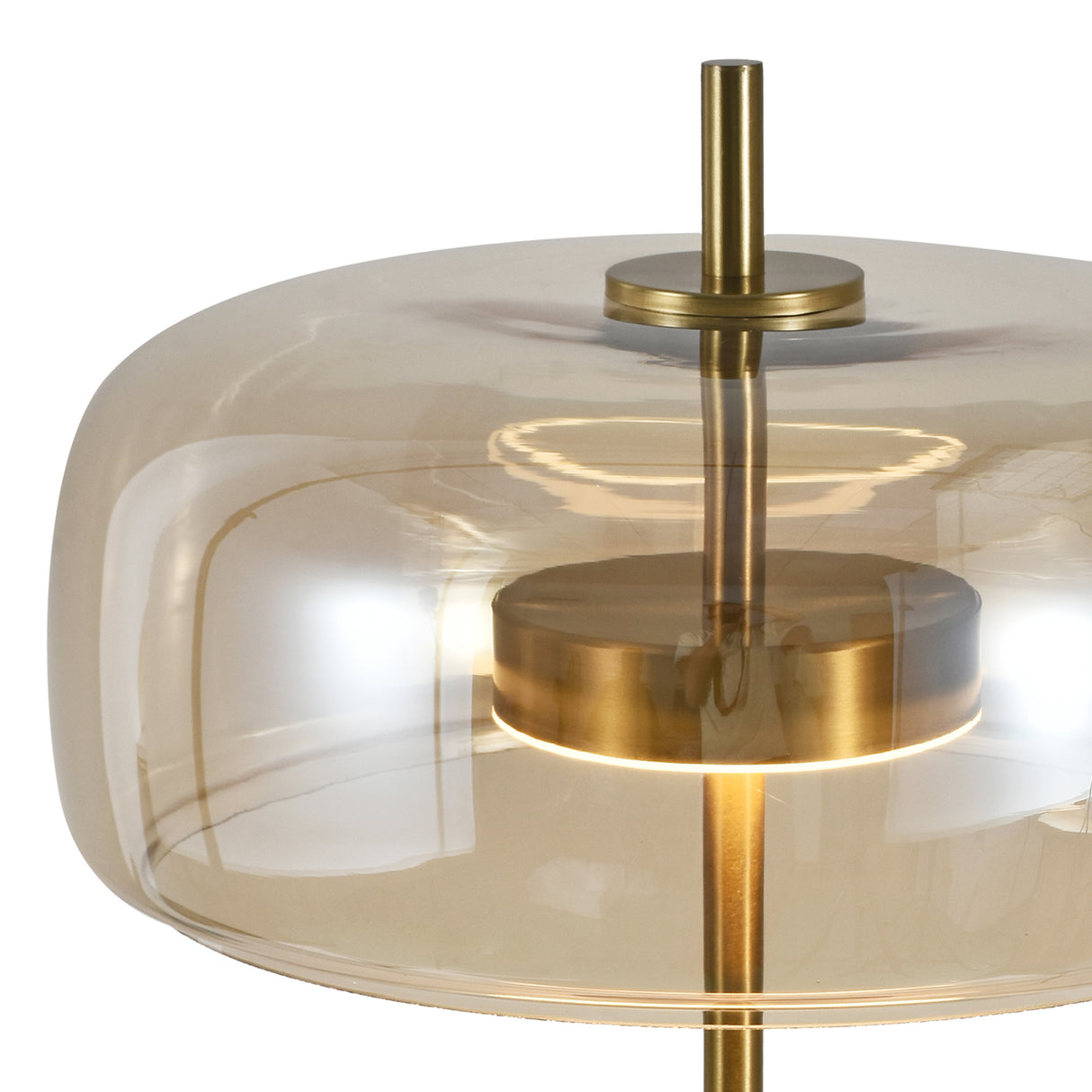 Lune bordlampe - Messing med ravfarvet glas - Integreret lyskilde