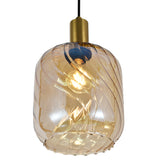 Pendellampe Sort med Messing og Ravfarvet Glas – 3 Lys - Nox