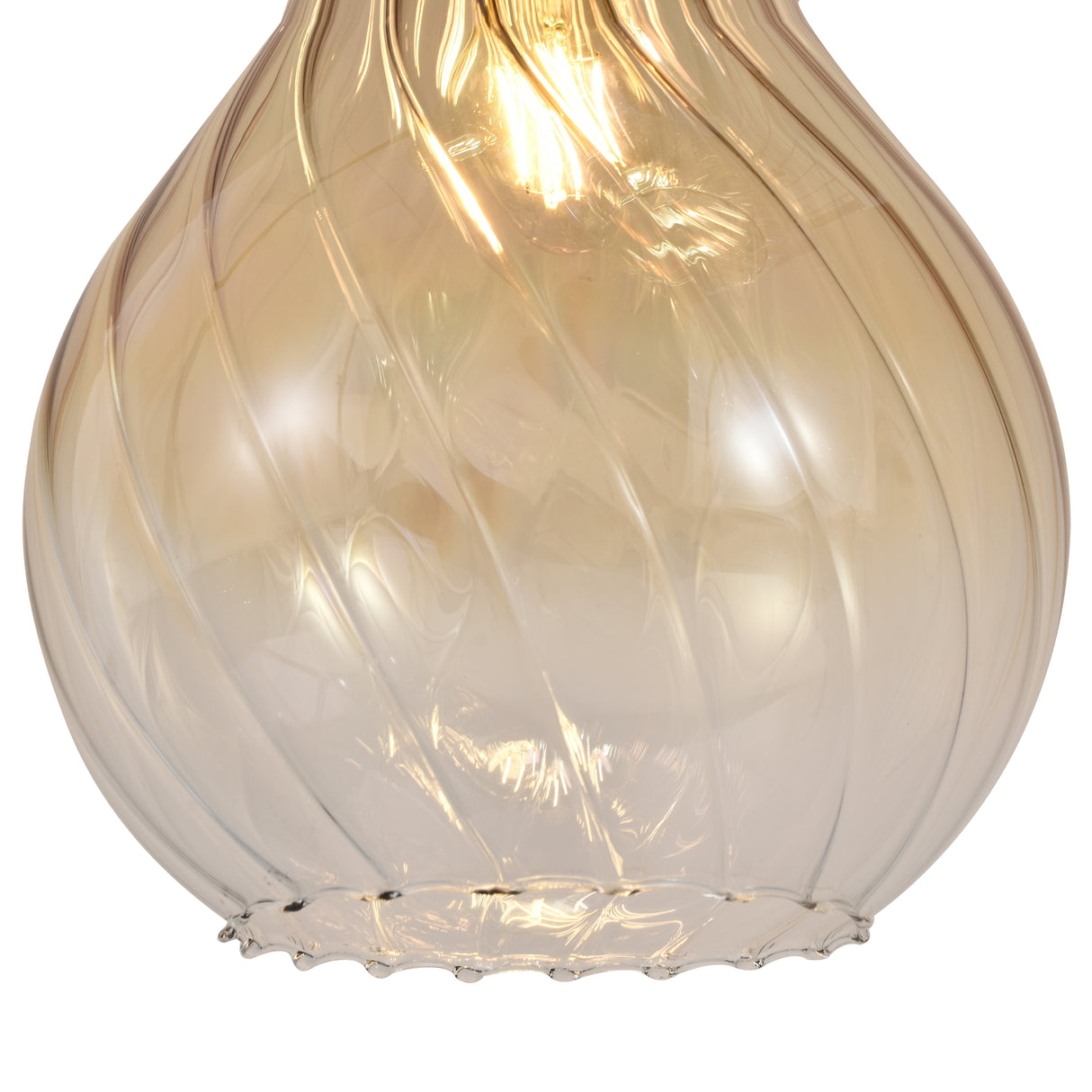 Pendellampe Sort - Ravfarvet Glas - 3 Lys - Joyce