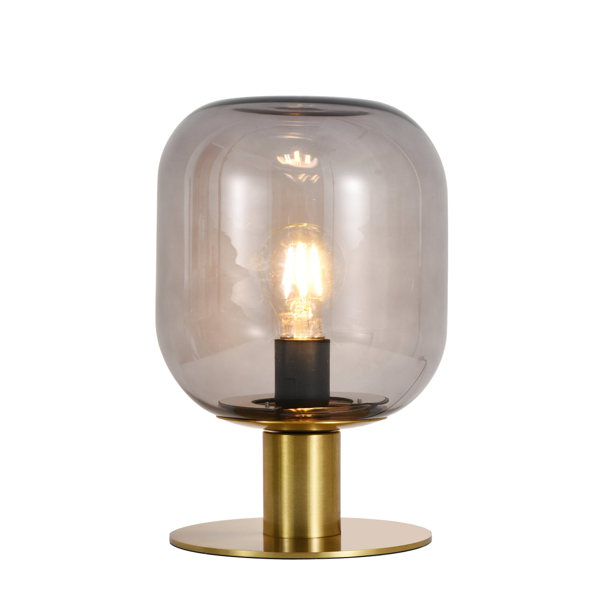 Laura bordlampe - Messing med røgfarvet glas