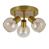 Loftlampe Guld - 3 Ravfarvede Glaskugler - Nora