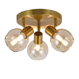 Loftlampe Guld - 3 Ravfarvede Glaskugler - Nora