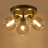 Loftlampe Guld - 3 Ravfarvede Glaskugler - Nora