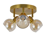 Loftlampe Guld - 3 Ravfarvede Glaskugler - Nora
