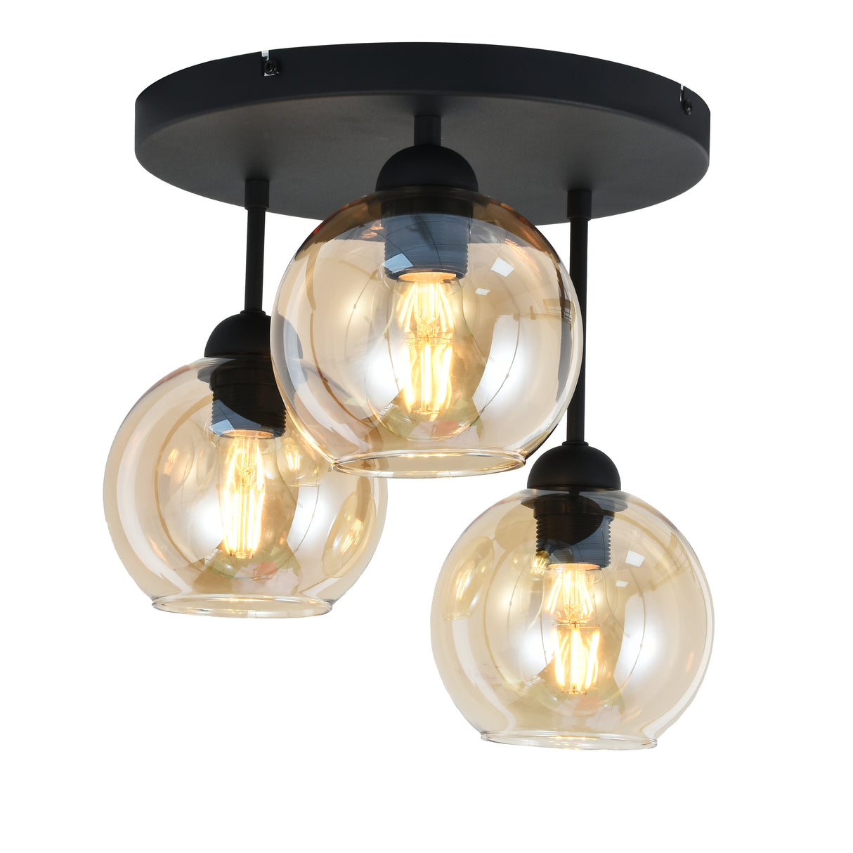 Loftlampe Industriel 3-Pærer Rav Kugle Stue, Soveværelse 