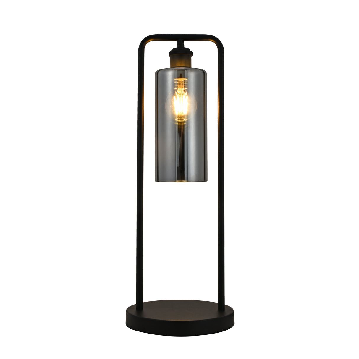 Bordlampe Tess - Sort med røgfarvet glas