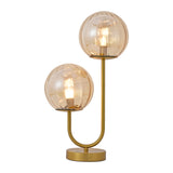 Bordlampe Linda - Messing med ravfarvet glas - 2 lys