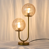 Bordlampe Linda - Messing med ravfarvet glas - 2 lys