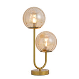Bordlampe Linda - Messing med ravfarvet glas - 2 lys