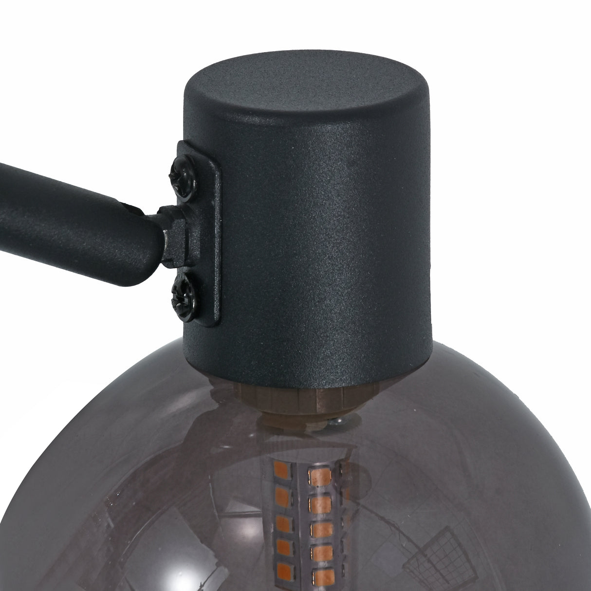 Gulvlampe Fleur - Sort med røgfarvet glas - 3 lys