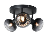 Loftlampe Sort - 3 røgfarvede glaskugler - Yaro
