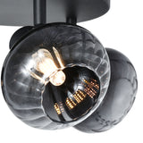 Loftlampe Sort - 3 røgfarvede glaskugler - Yaro
