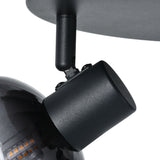 Loftlampe Sort - 3 røgfarvede glaskugler - Yaro