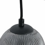 Hængelampe Sort Ribbet Røget Glas – 3 Lys - Arno