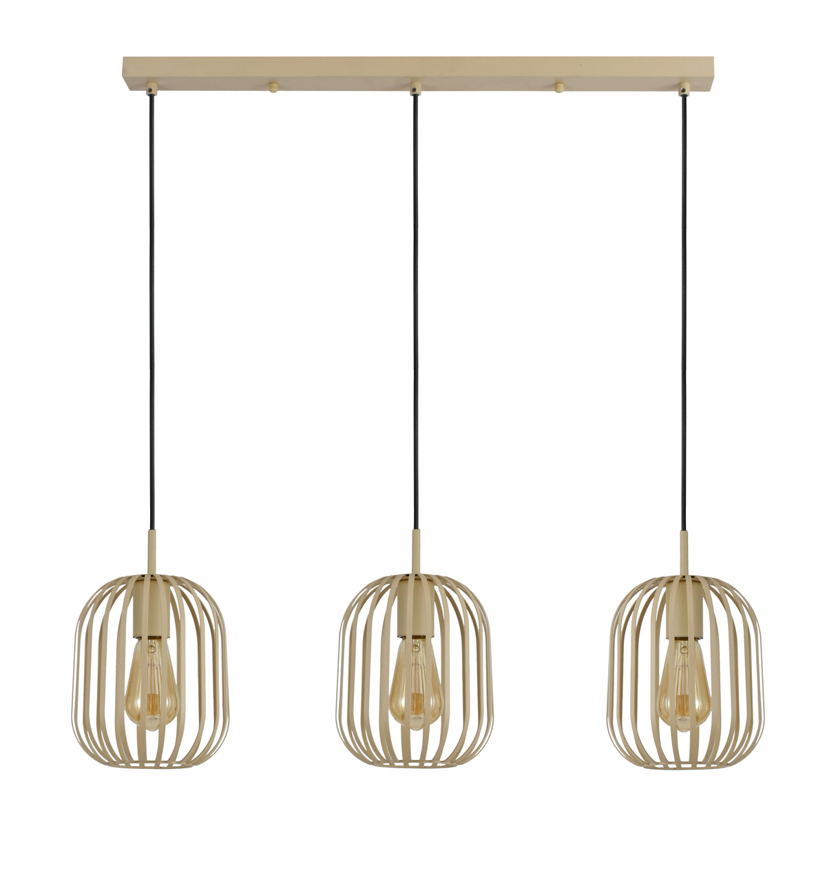 Hanglamp - Beige - 3 Lichts - Langwerpig - Woonkamer - Eetkamer - Nova