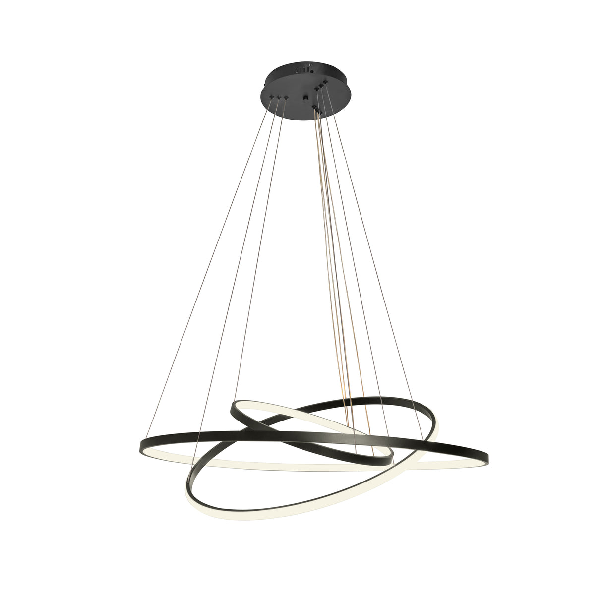 Design Hanglamp Zwart - Dimbaar Led - Drie Ringen - In Hoogte Verstelbaar - Eetkamer - Woonkamer