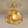 Glazen Plafondlamp Goud met Amberglas – Marly