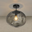 Glazen Plafondlamp Zwart met Smoke glas – Marly