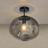 Glazen Plafondlamp Zwart met Smoke glas – Marly
