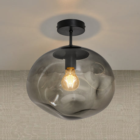 Glazen Plafondlamp Zwart met Smoke glas – Marly