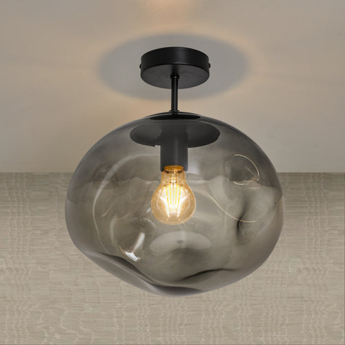 Glasloftslampe sort med røgfarvet glas – Marly