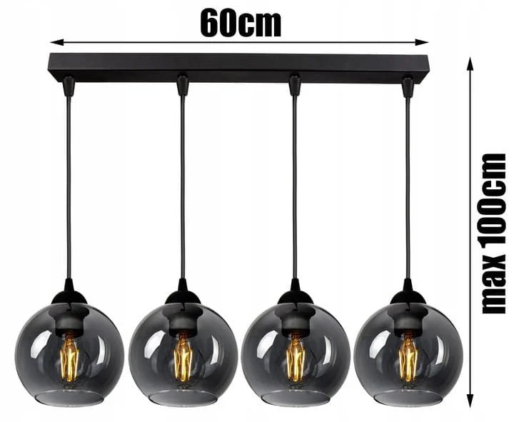 industriële smoke glas hanglamp zwart woonkamer