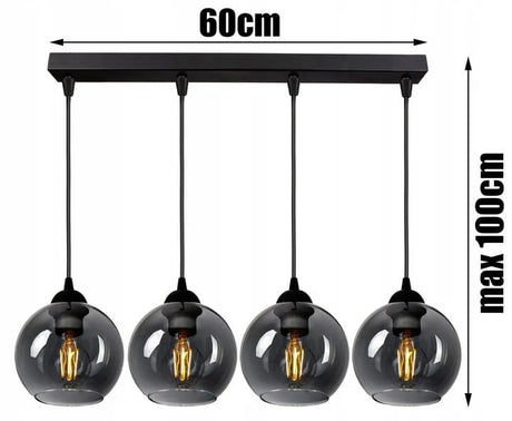 industriële smoke glas hanglamp zwart woonkamer