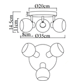 Loftlampe Guld - 3 Ravfarvede Glaskugler - Nora