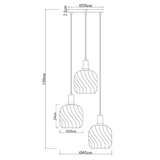 Pendellampe Sort med Messing og Ravfarvet Glas – 3 Lys - Nox