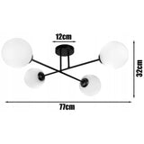 plafondlamp industrieel zwart 4-lamps voor woonkamer keuken