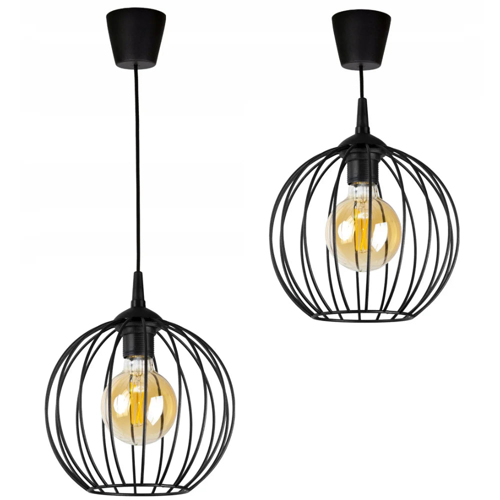 zwarte bol hanglamp staal E27 eetkamer industrieel