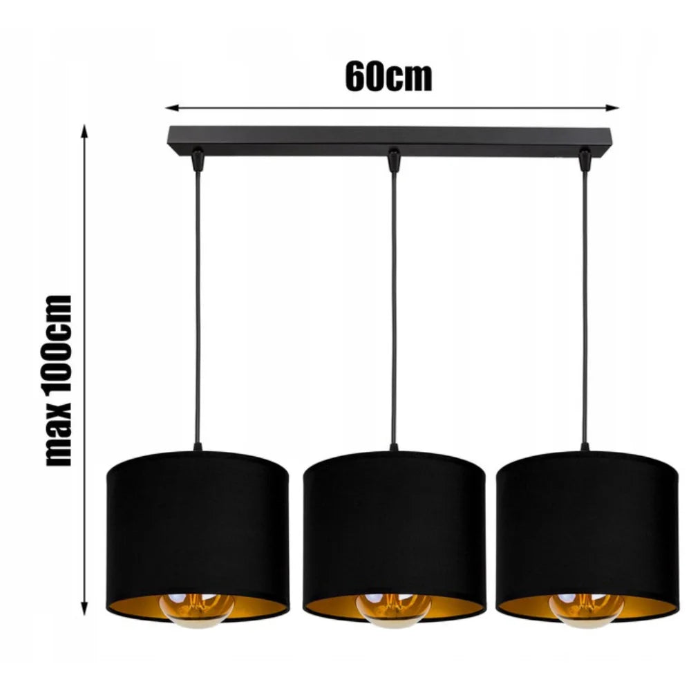 hanglamp goud met kappen voor eettafel of slaapkamer