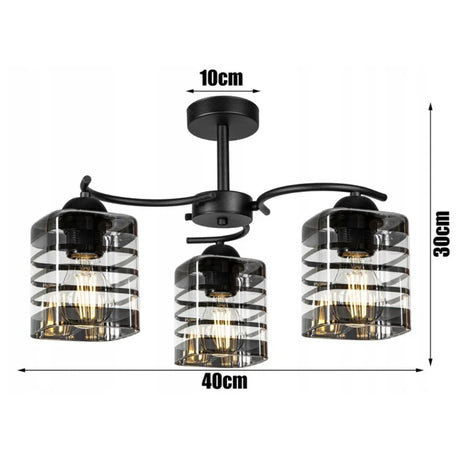 Plafondlamp langwerpig 3-lamps glas woonkamer eetkamer