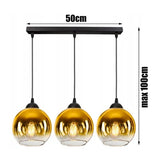 Langwerpige 3-lichts hanglamp goud eetkamer industrieel