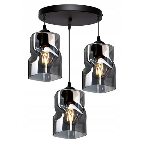 Zwarte industriële hanglamp woonkamer met drie lichtpunten