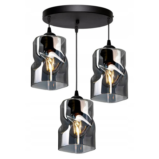 Zwarte industriële hanglamp woonkamer met drie lichtpunten