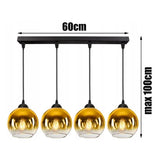 Langwerpige hanglamp goud 4-lichts industrieel boven eettafel