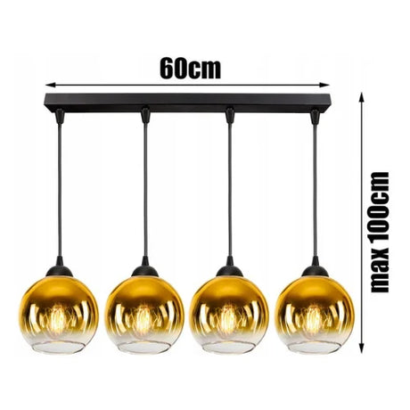 Langwerpige hanglamp goud 4-lichts industrieel boven eettafel