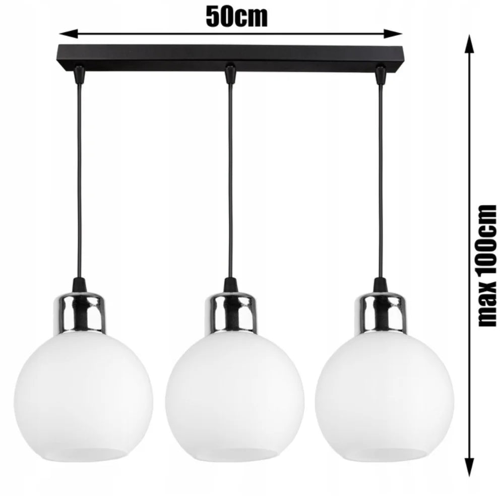 Hanglamp 3-lichts wit met opaalglas voor woonkamer of tafel