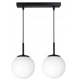 Hanglamp Stellar zwart wit modern met 2 opaalglazen bollen