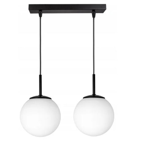 Hanglamp Stellar zwart wit modern met 2 opaalglazen bollen