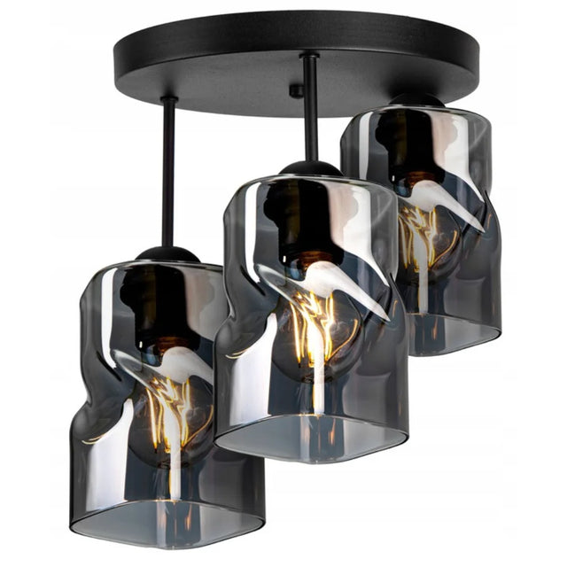 plafondlamp industrieel zwart 3-lichts voor woonkamer