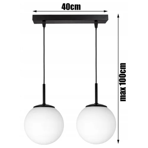 Hanglamp Stellar zwart wit modern met 2 opaalglazen bollen