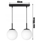 Hanglamp Stellar zwart wit modern met 2 opaalglazen bollen