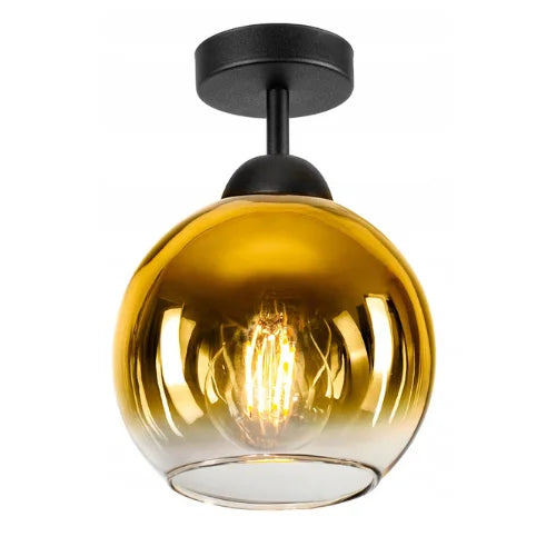plafondlamp industrieel met goud en glas voor woonkamer